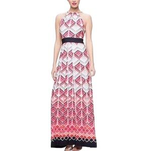 Eliza J Geometric Print Halter Maxi Dress